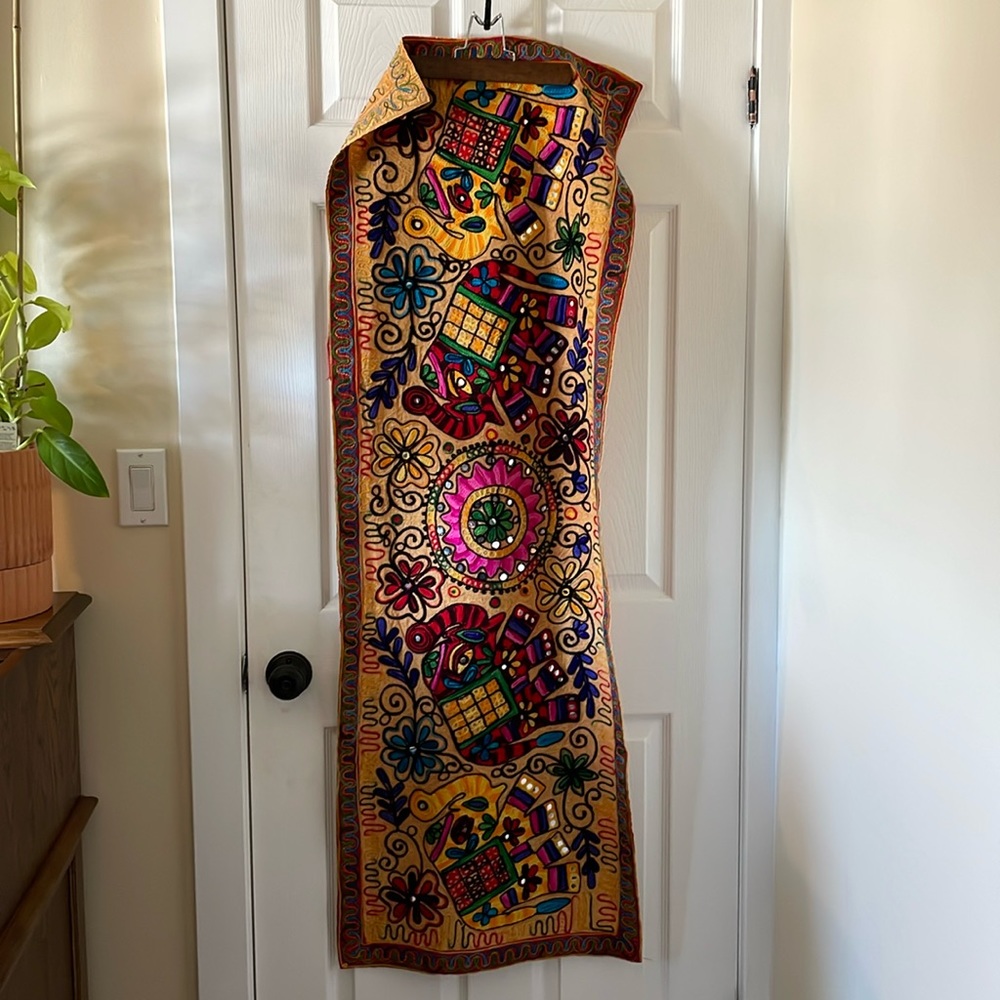 Large Indian elephant rainbow tapestry wall hanging table runner